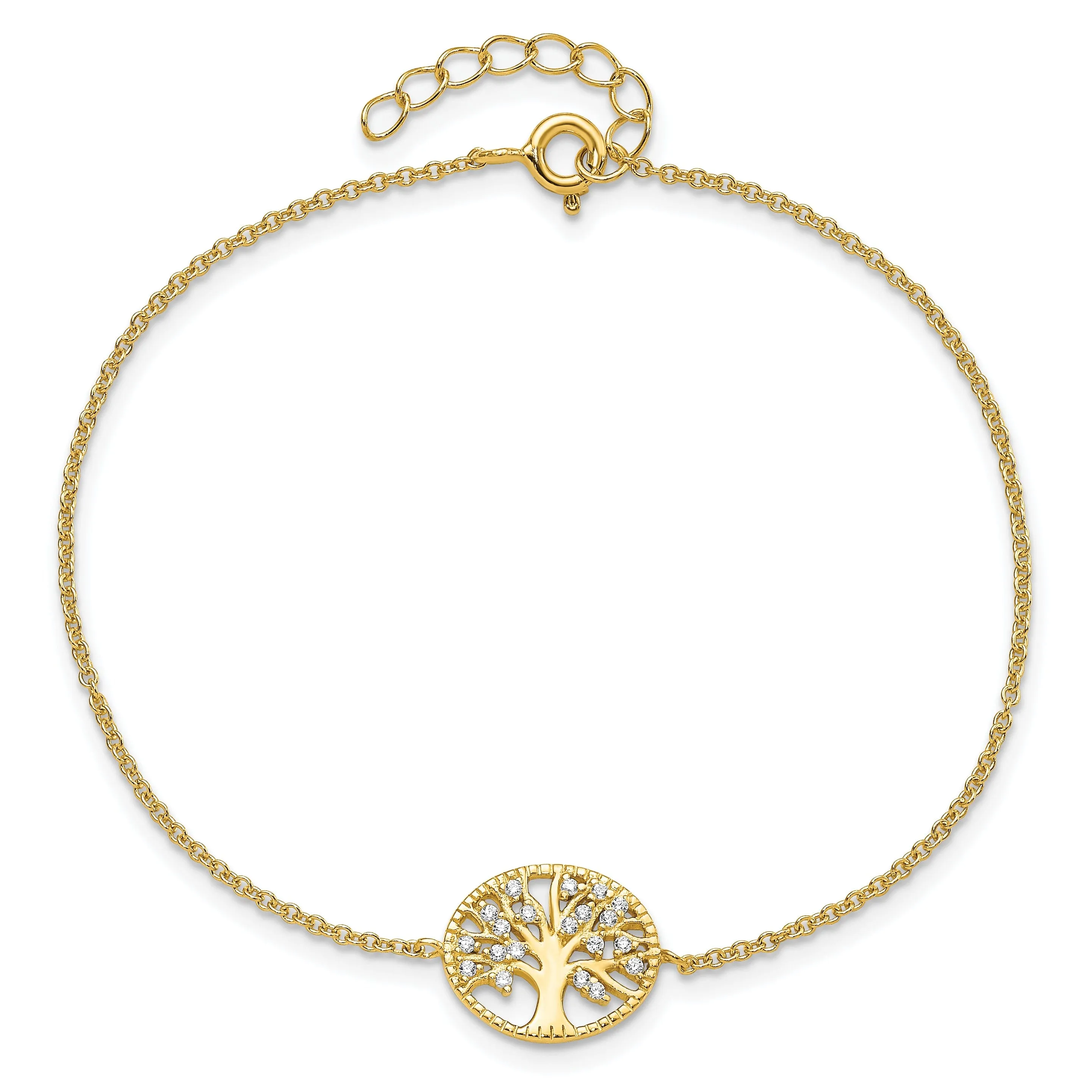 Silver Polish Tree with Cubic Zirconia Bracelet