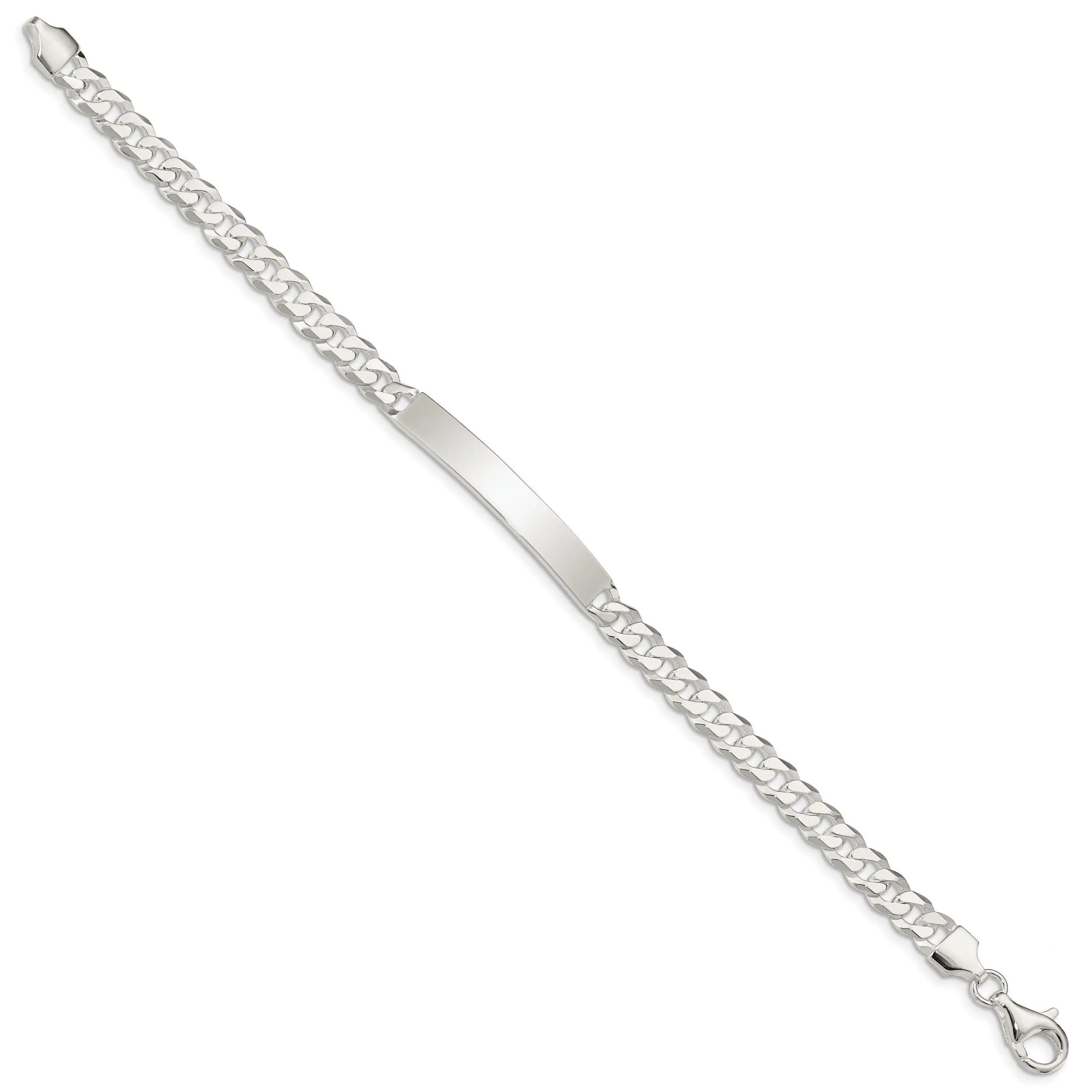 Silver Polished Curb Link ID 8.50 inch Bracelet