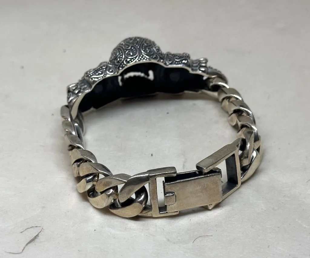 Silver Three Skulls Bracelet