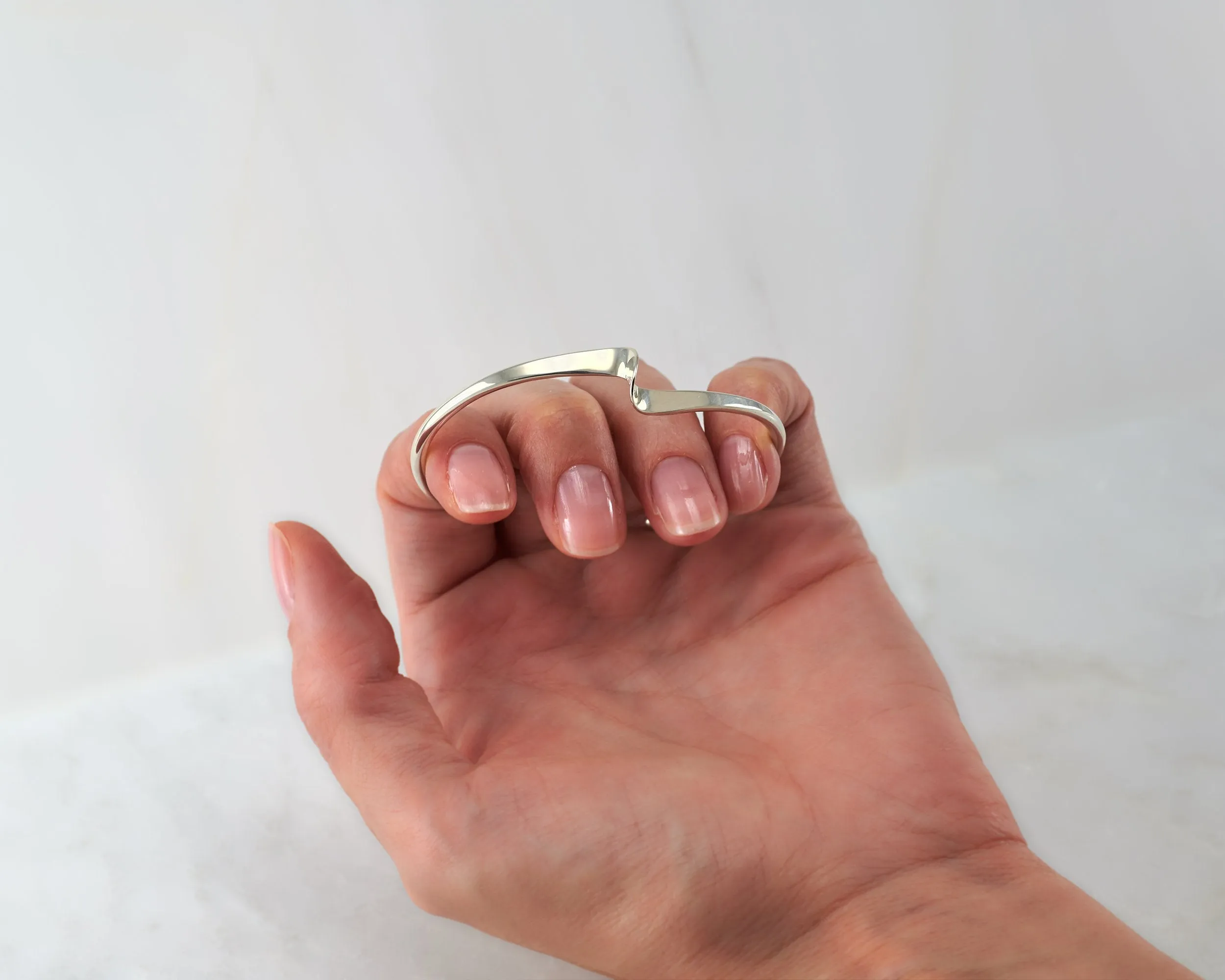 Silver Wave Cuff Bracelet