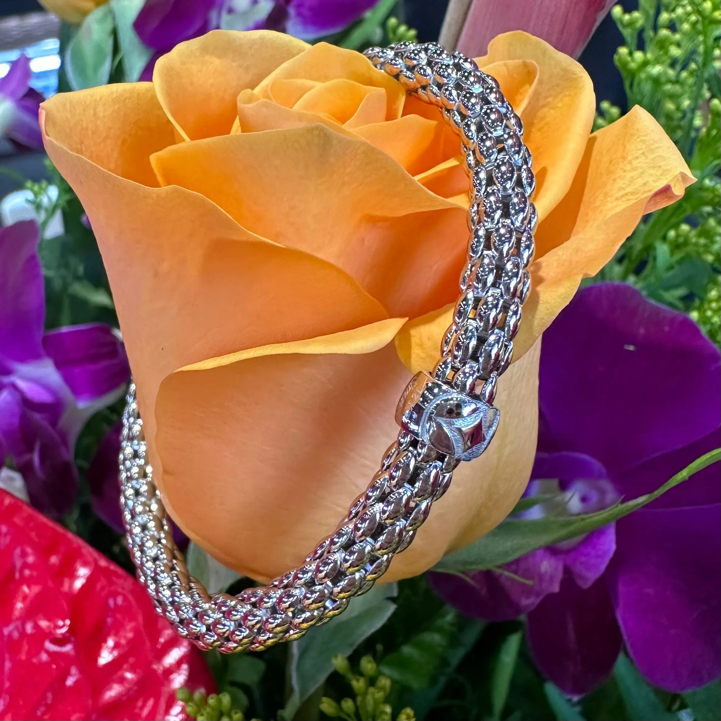 Simon G 18K White Gold Woven Stretch Bracelet LB2545