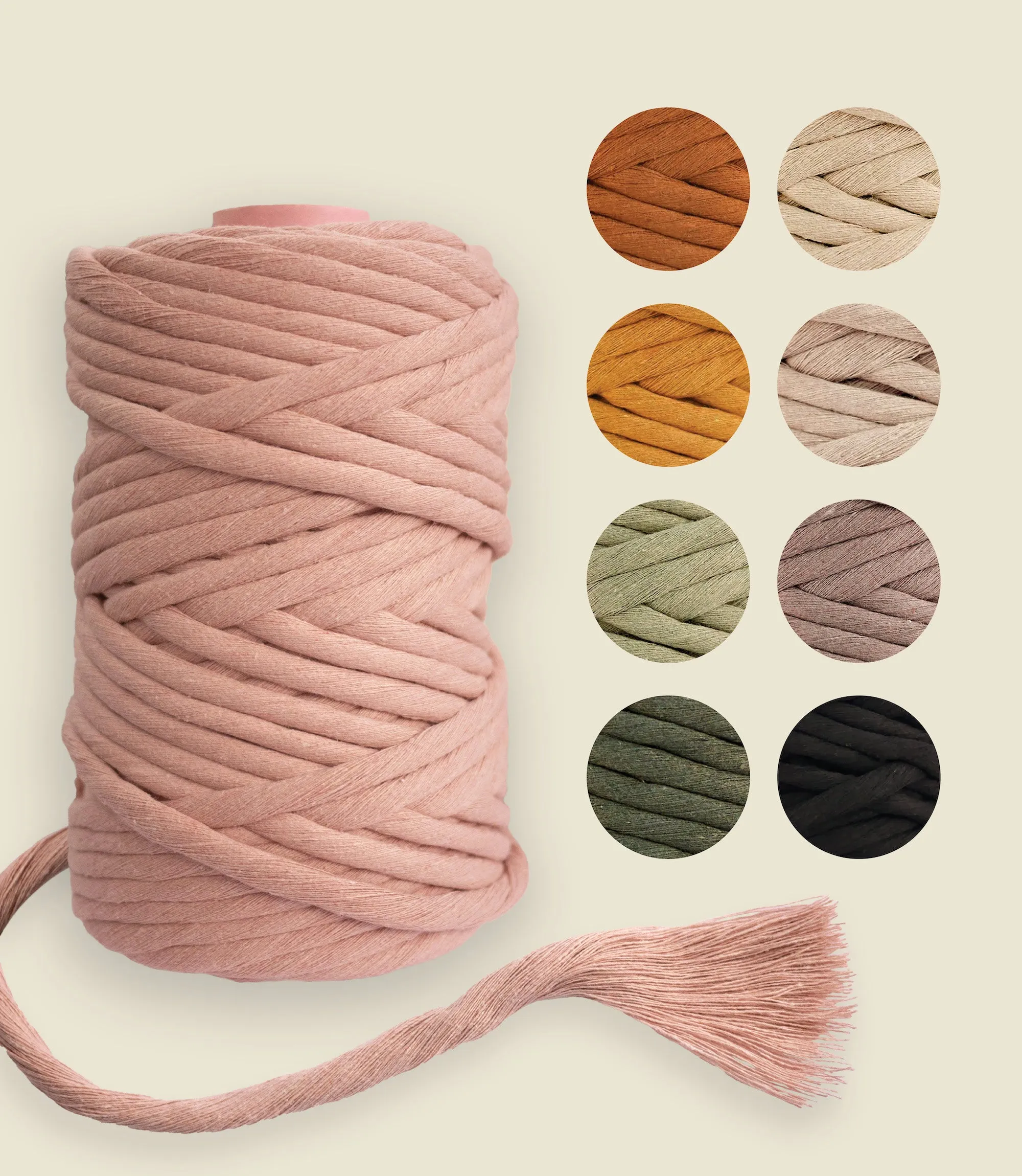 Single strand string, 8 mm recycled cotton, 1 kg
