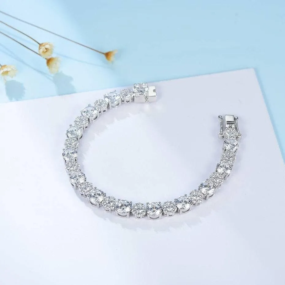 Solid 18k White Gold Diamond Tennis Bracelet