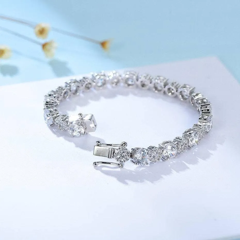 Solid 18k White Gold Diamond Tennis Bracelet
