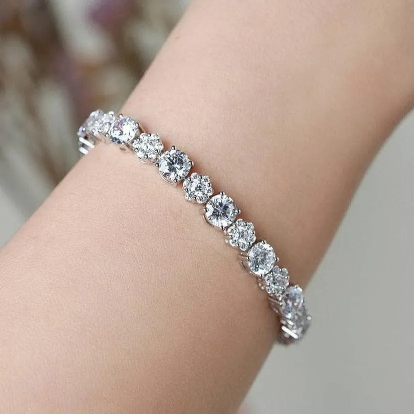 Solid 18k White Gold Diamond Tennis Bracelet
