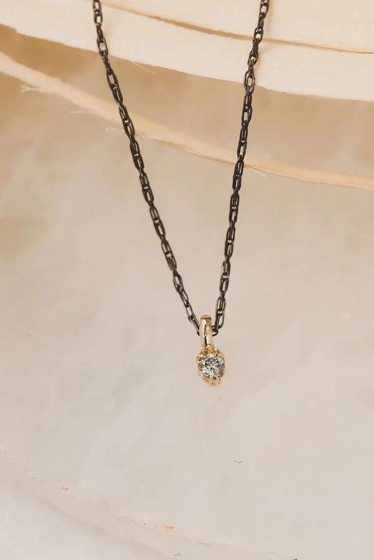 Solid Gold Salt and Pepper Diamond Pendant
