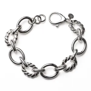 Southern Gates Sterling Silver Alternating Twist Oval Link Bracelet, 8" (91068)