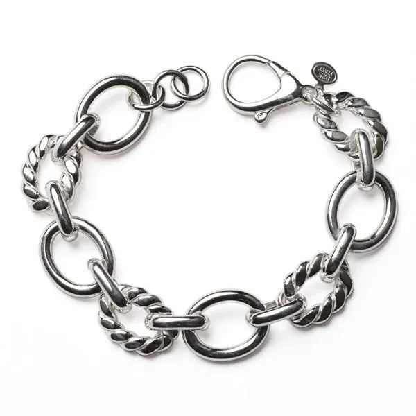 Southern Gates Sterling Silver Alternating Twist Oval Link Bracelet, 8" (91068)
