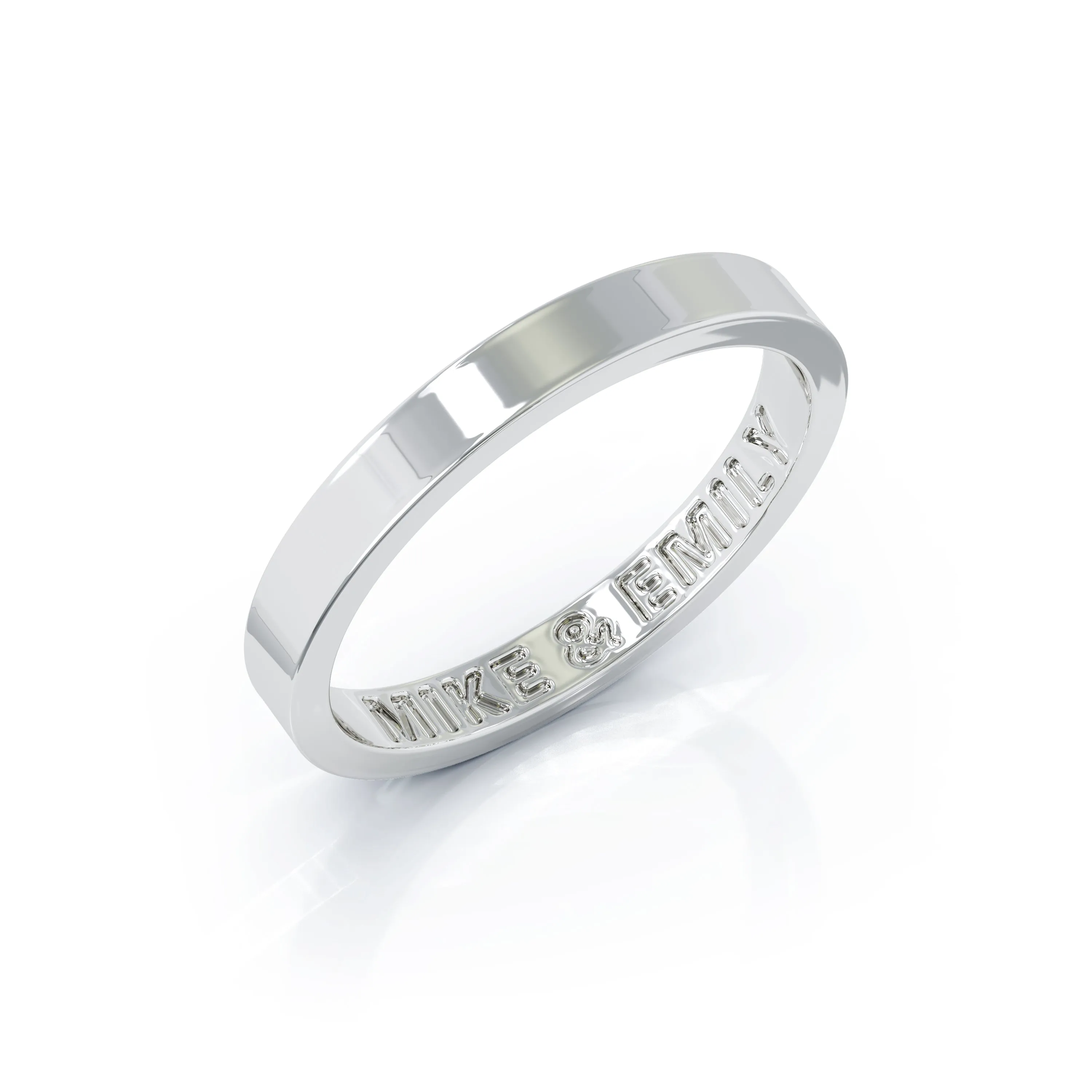 Square Profile 3MM High Polished Wedding Band in 14K Gold