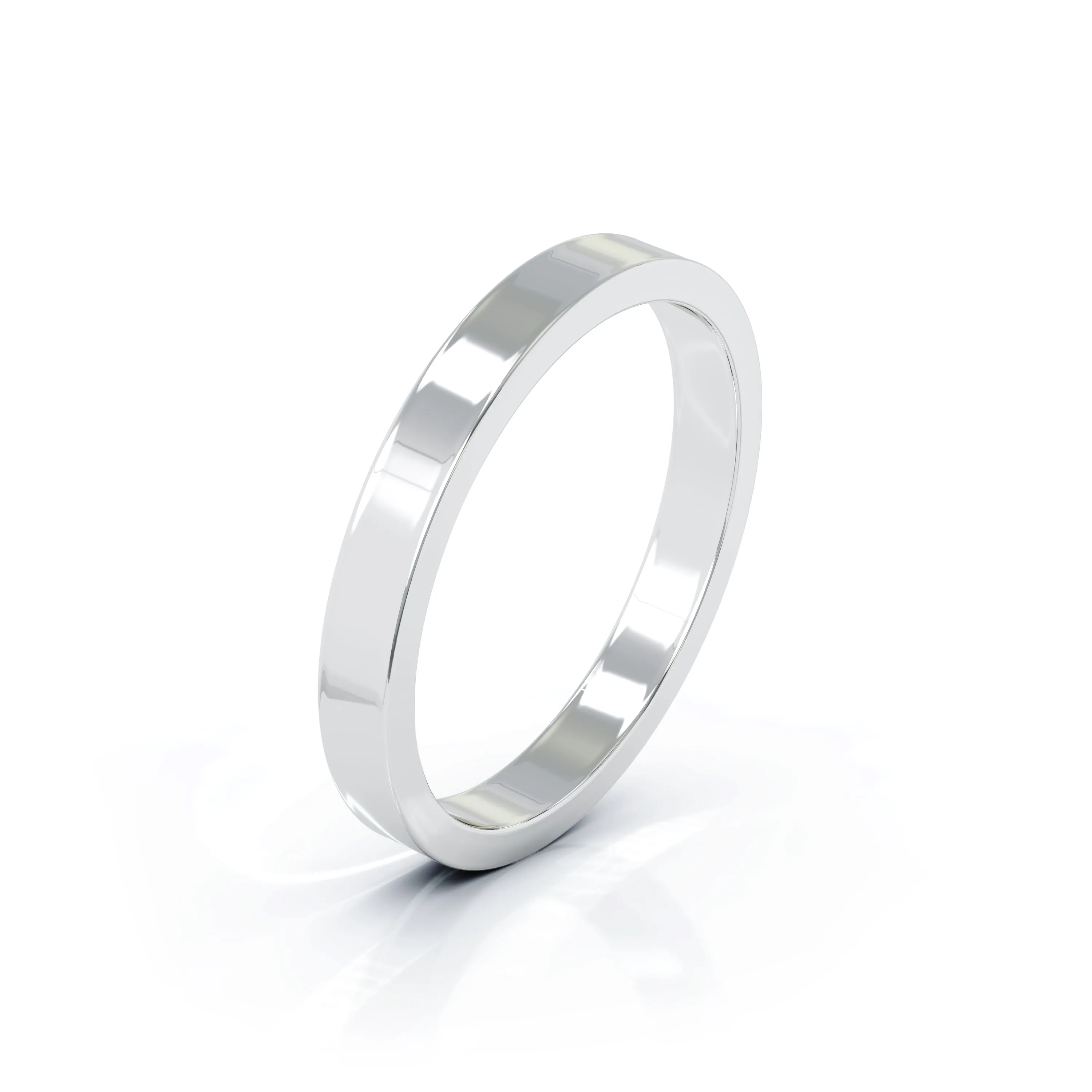 Square Profile 3MM High Polished Wedding Band in 14K Gold
