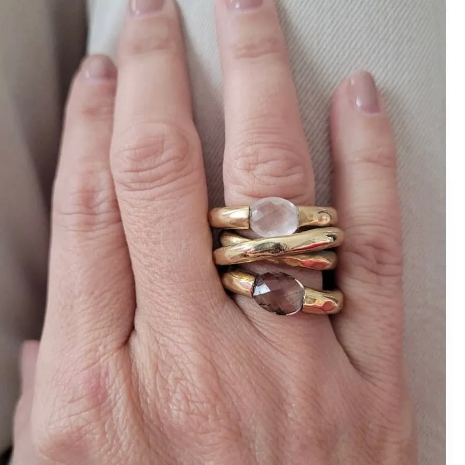 Stacking Brass Ring Amethyst