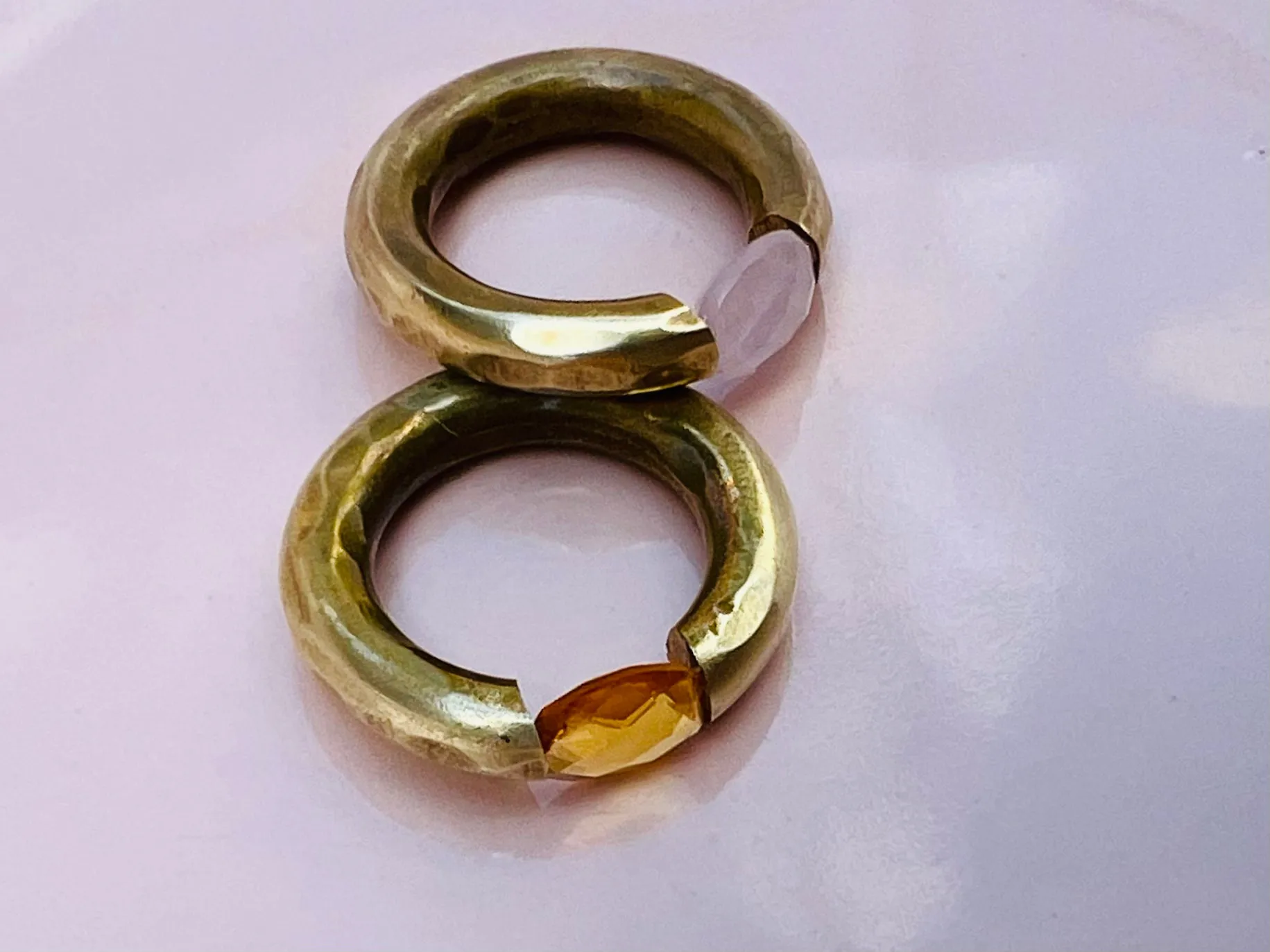 Stacking Brass Ring Citrine