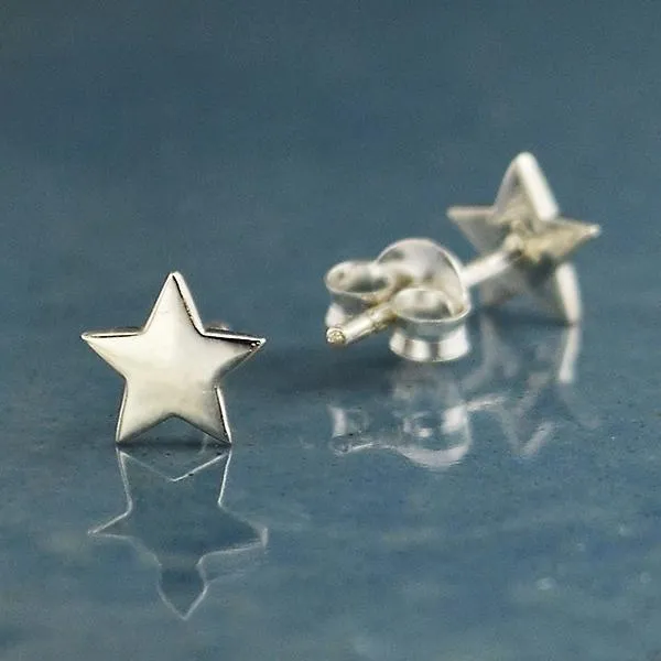 Star Post Earrings 6x6mm - Recycled Sterling Silver