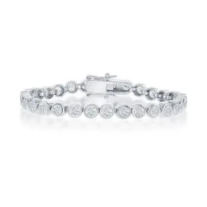 Sterling Silver 3mm Bezel-Set Round CZ Tennis Bracelet