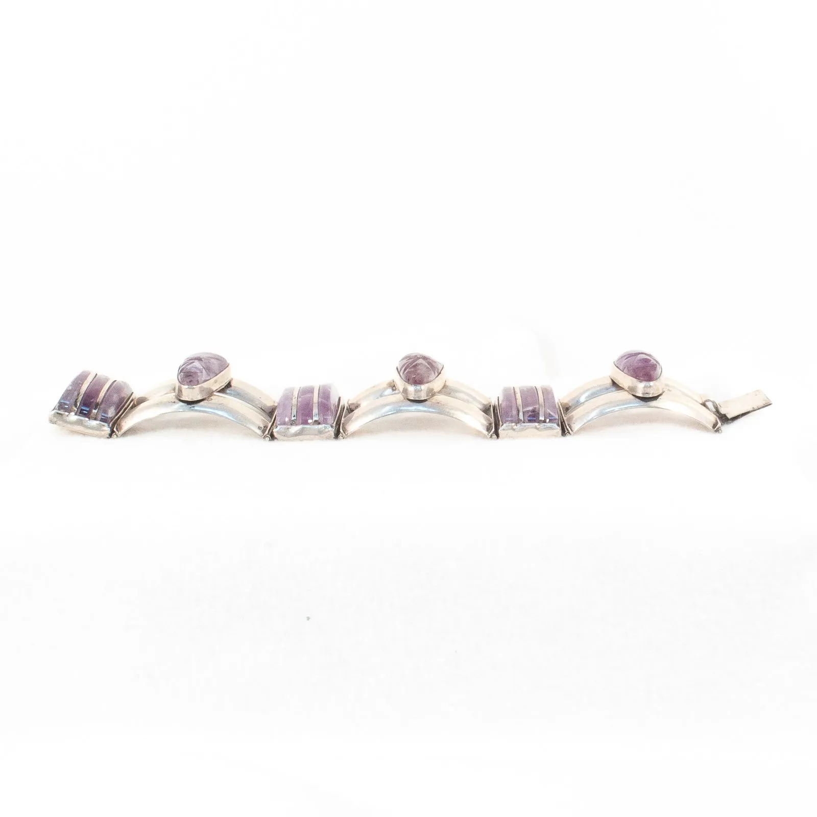 Sterling Silver Amethyst Face Bracelet Mexican ERR