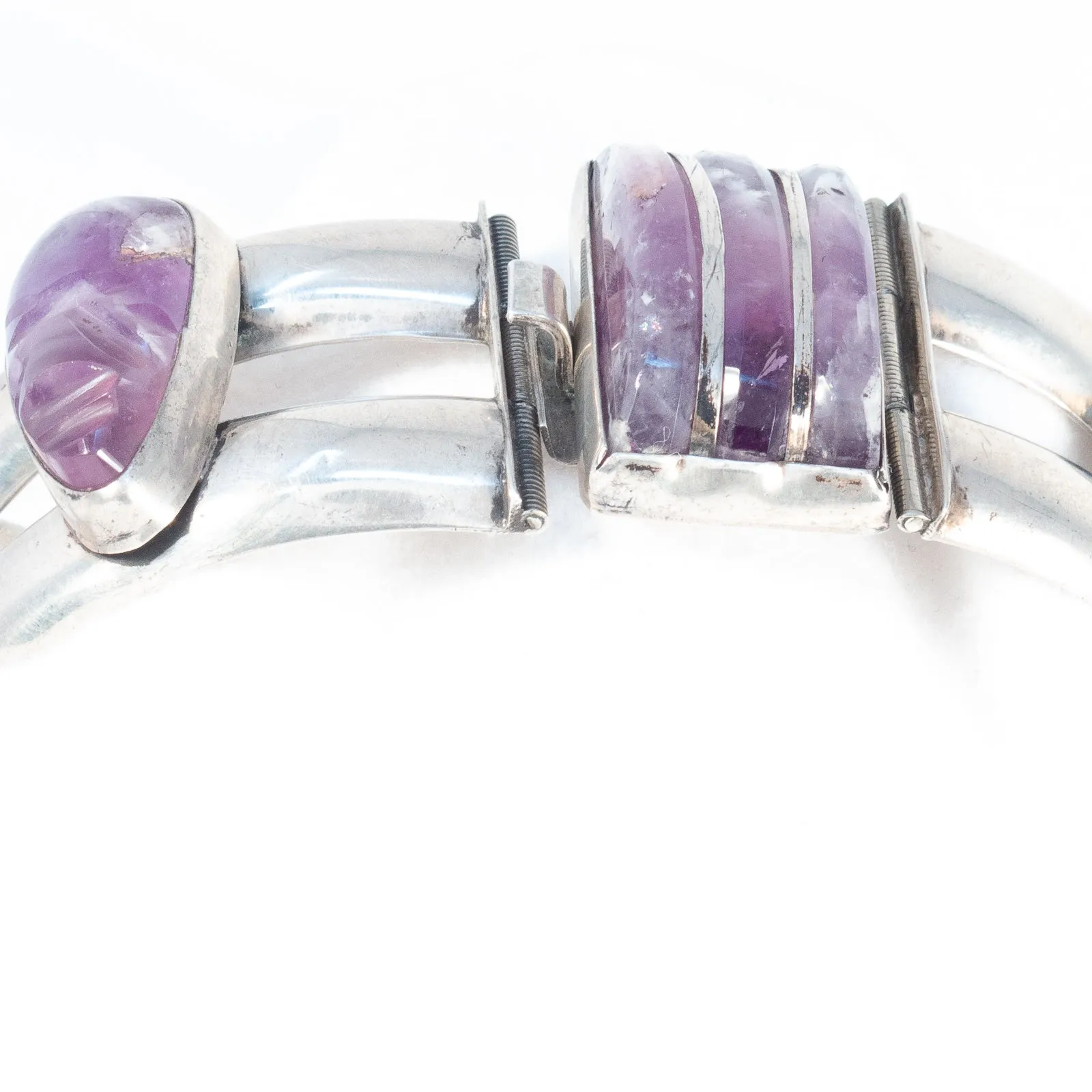 Sterling Silver Amethyst Face Bracelet Mexican ERR