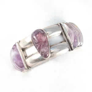 Sterling Silver Amethyst Face Bracelet Mexican ERR