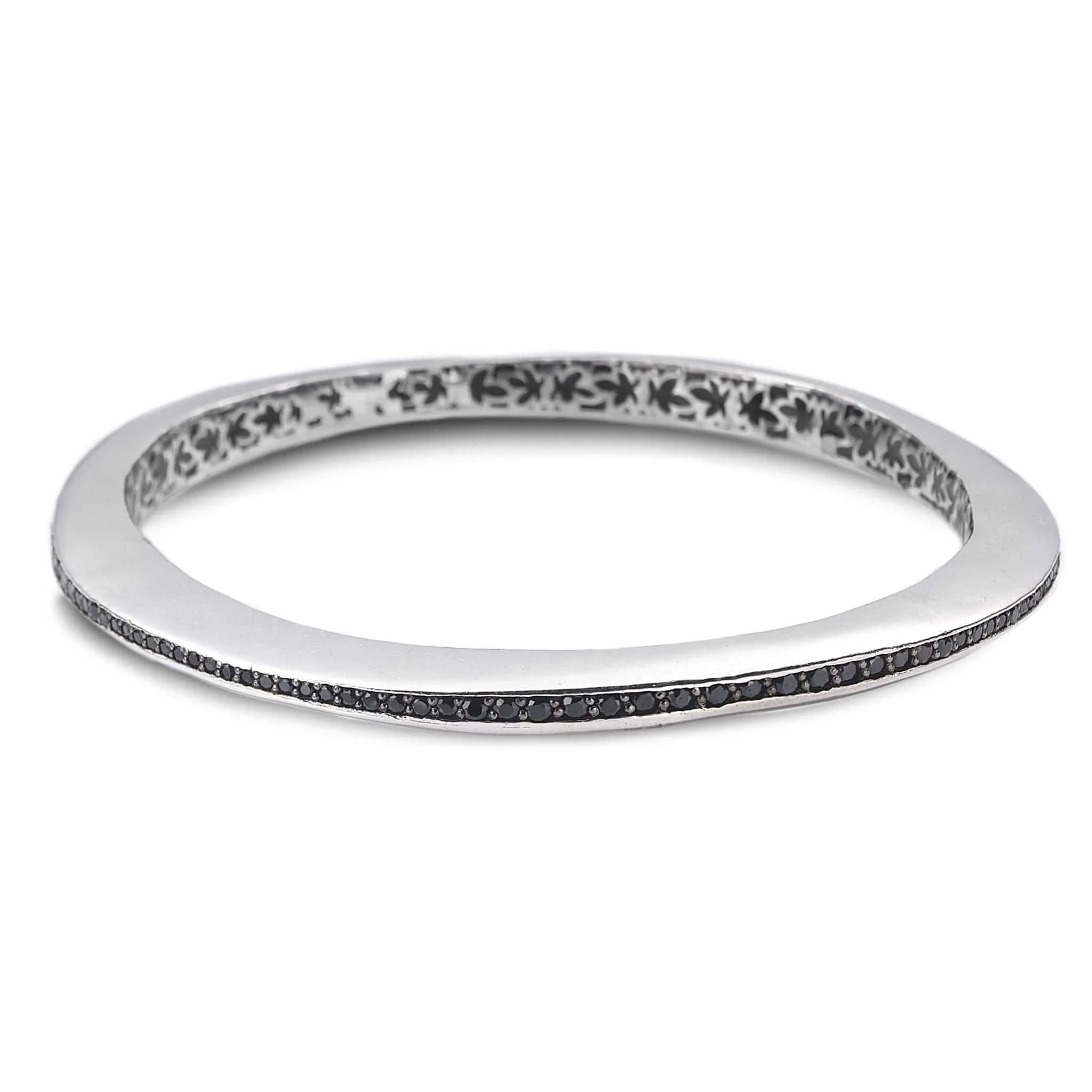 Sterling Silver Black Onyx Wave Bracelet - 5mm