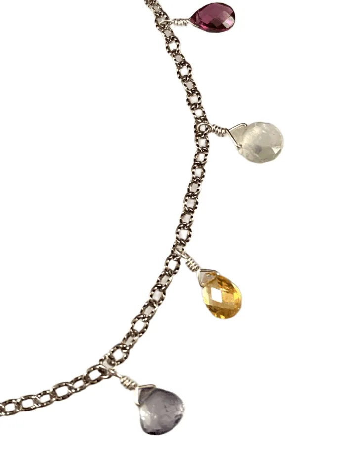 Sterling Silver Briolette Gemstone Bracelet