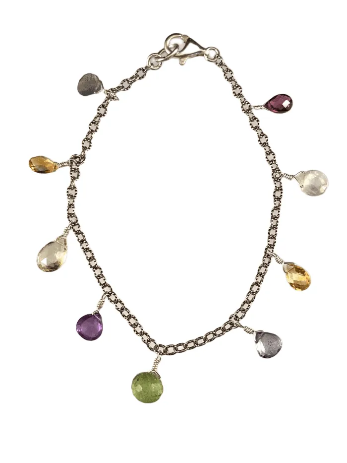 Sterling Silver Briolette Gemstone Bracelet