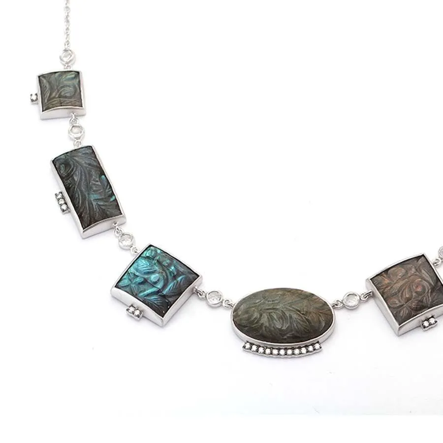 Sterling Silver Carved Labradorite Necklace