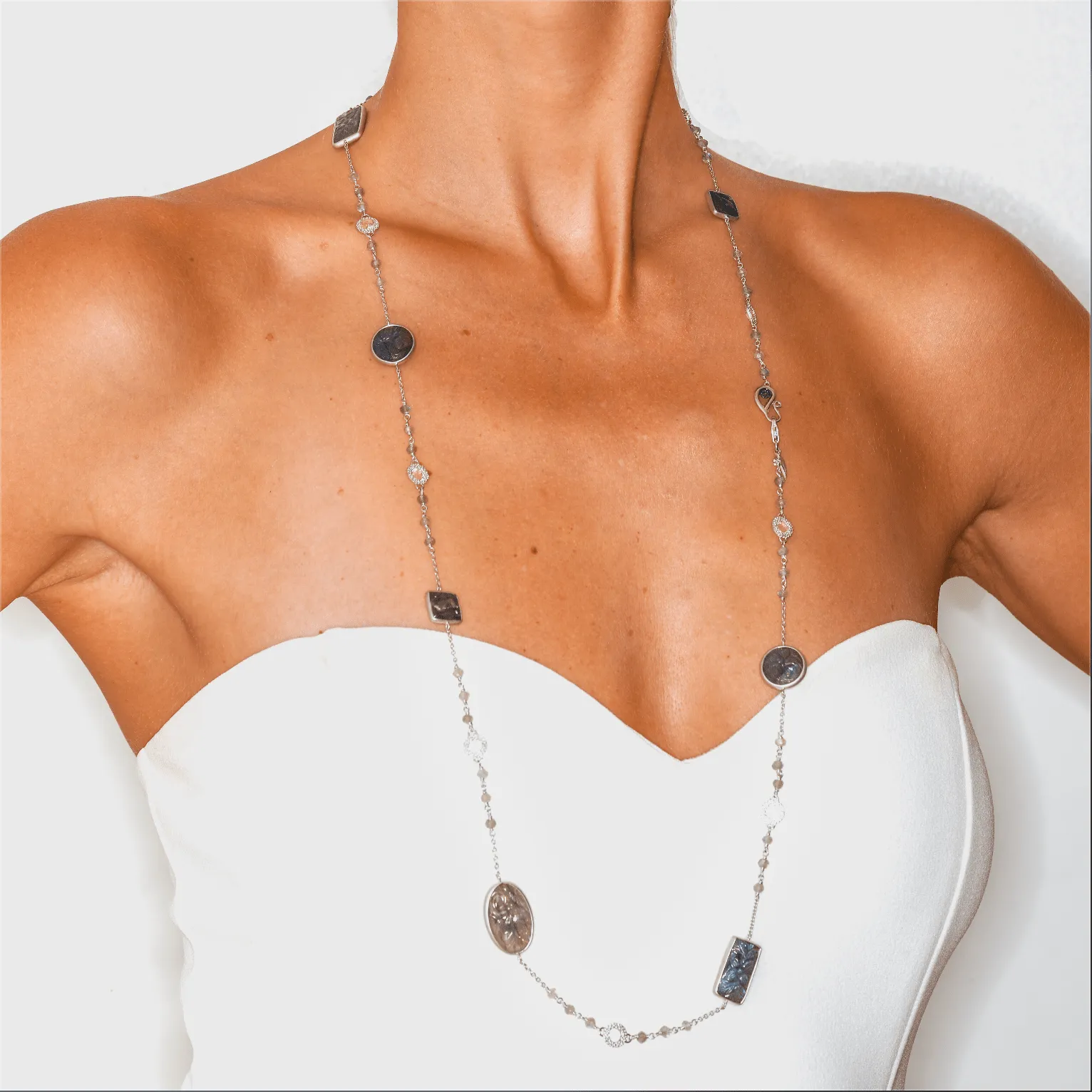 Sterling Silver Carved Labradorite Necklace
