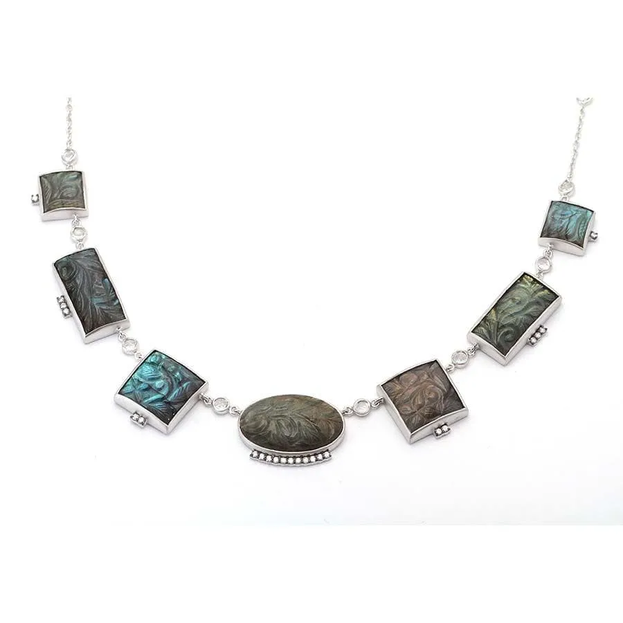 Sterling Silver Carved Labradorite Necklace