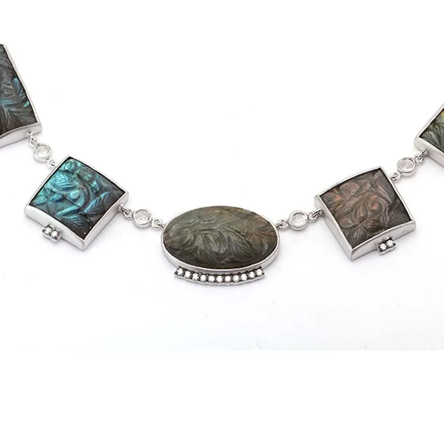 Sterling Silver Carved Labradorite Necklace