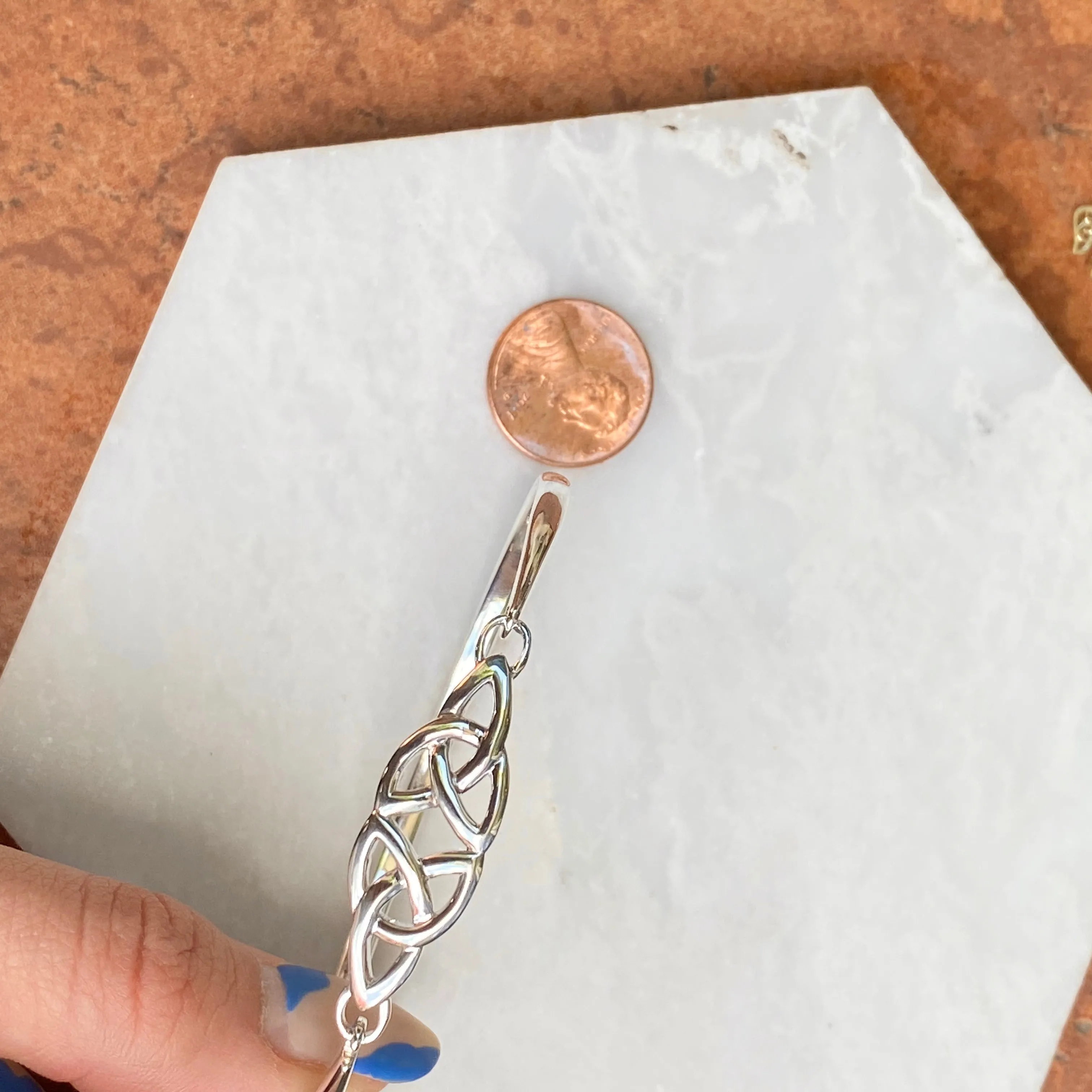 Sterling Silver Celtic Knot Thin Bangle Bracelet