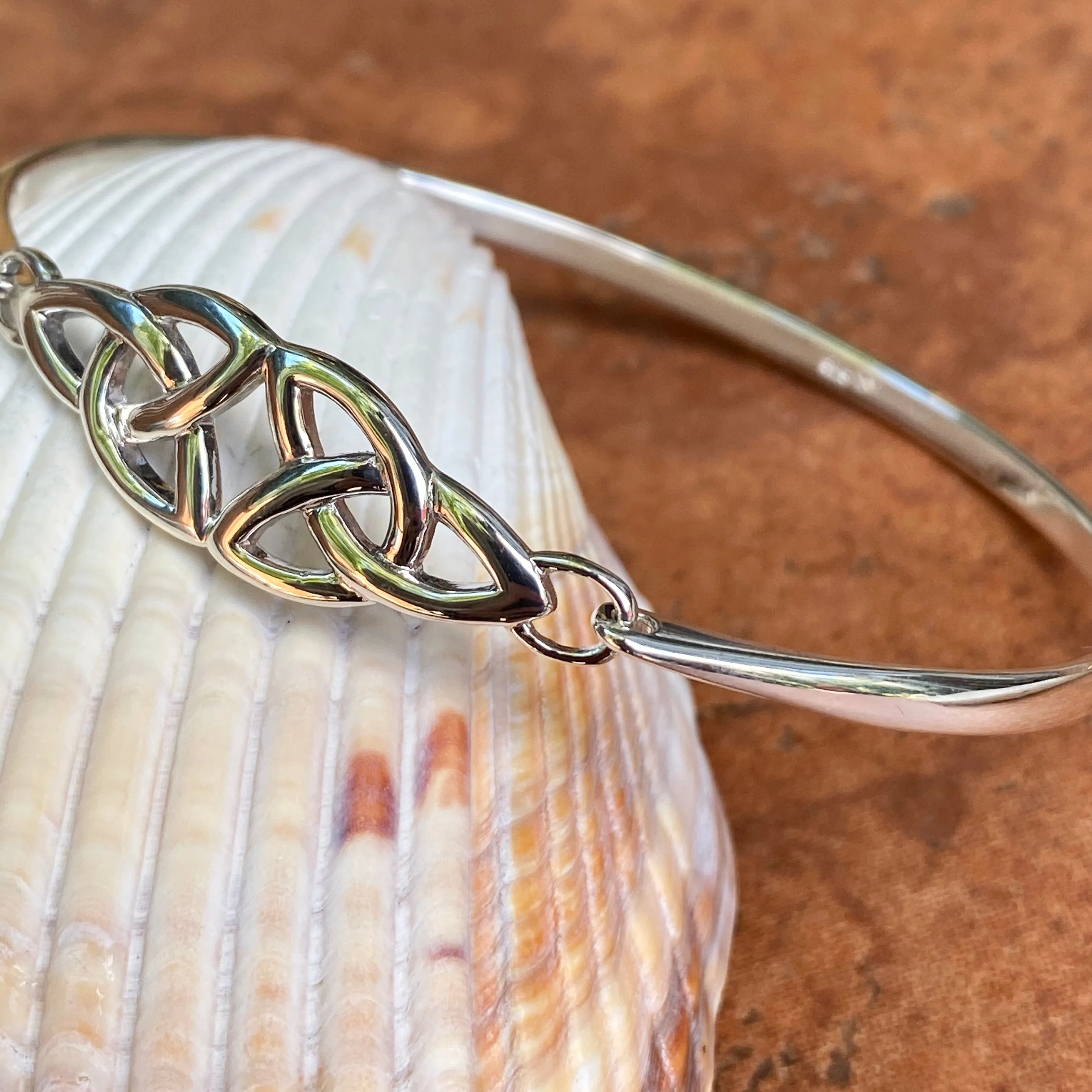 Sterling Silver Celtic Knot Thin Bangle Bracelet
