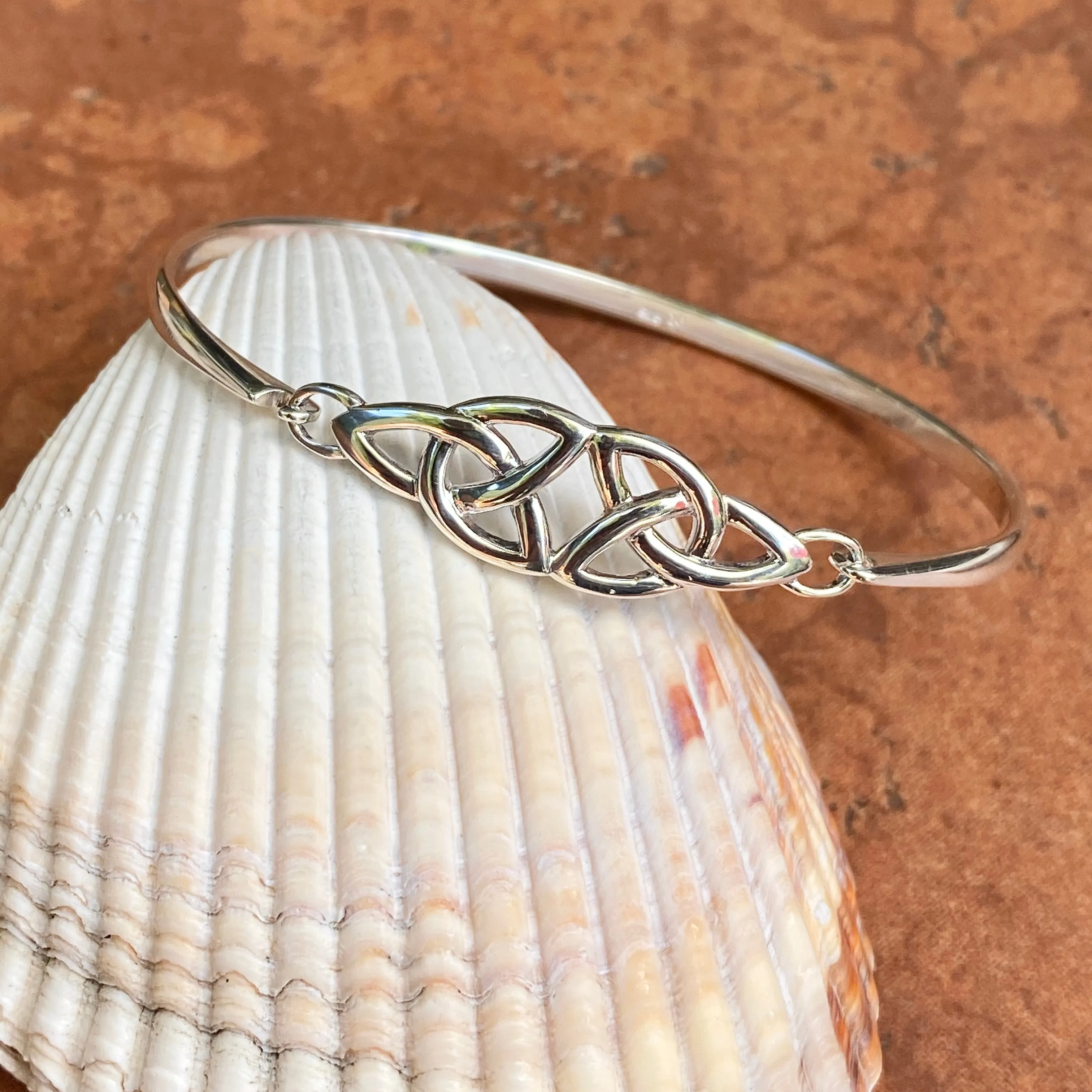 Sterling Silver Celtic Knot Thin Bangle Bracelet
