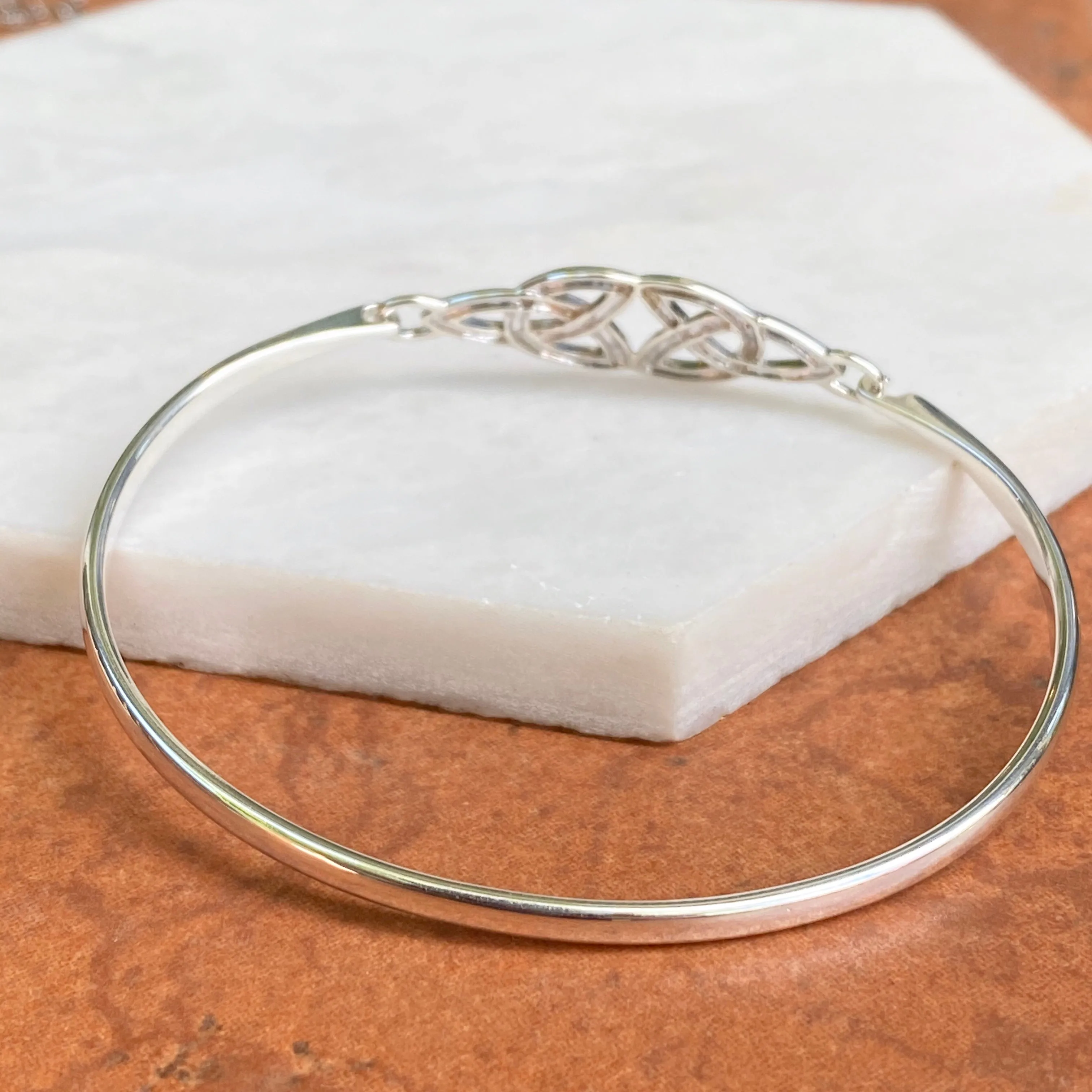 Sterling Silver Celtic Knot Thin Bangle Bracelet