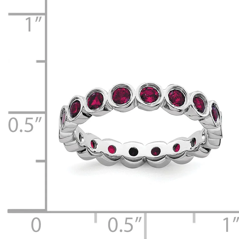 Sterling Silver Created Ruby Ring