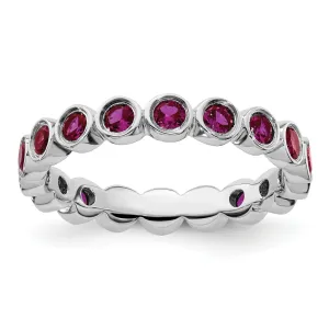 Sterling Silver Created Ruby Ring