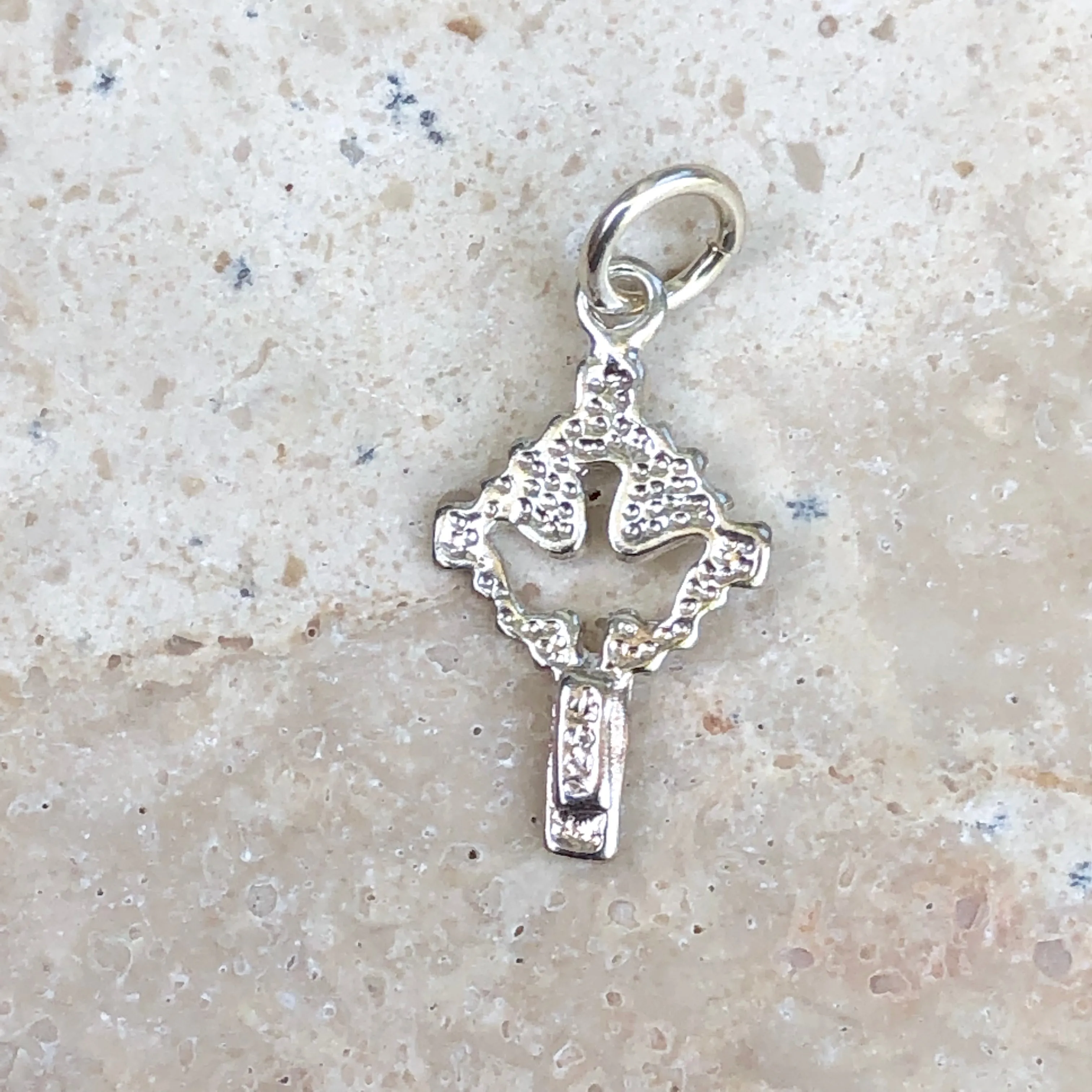 Sterling Silver Cross Dove Cut-Out Mini Pendant Charm