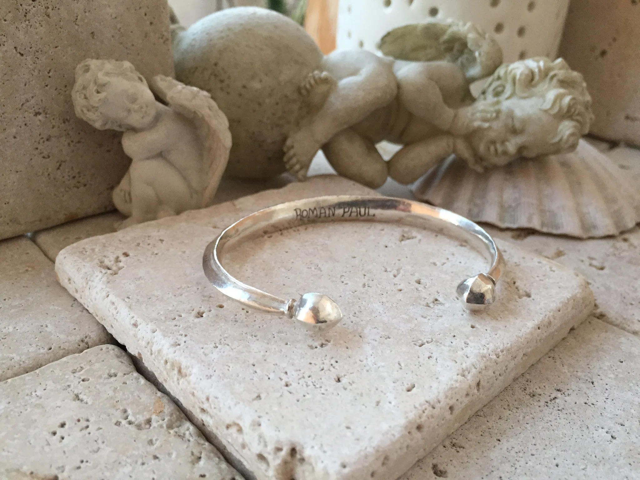 Sterling Silver Cuff Bracelet Ancient Rome Style