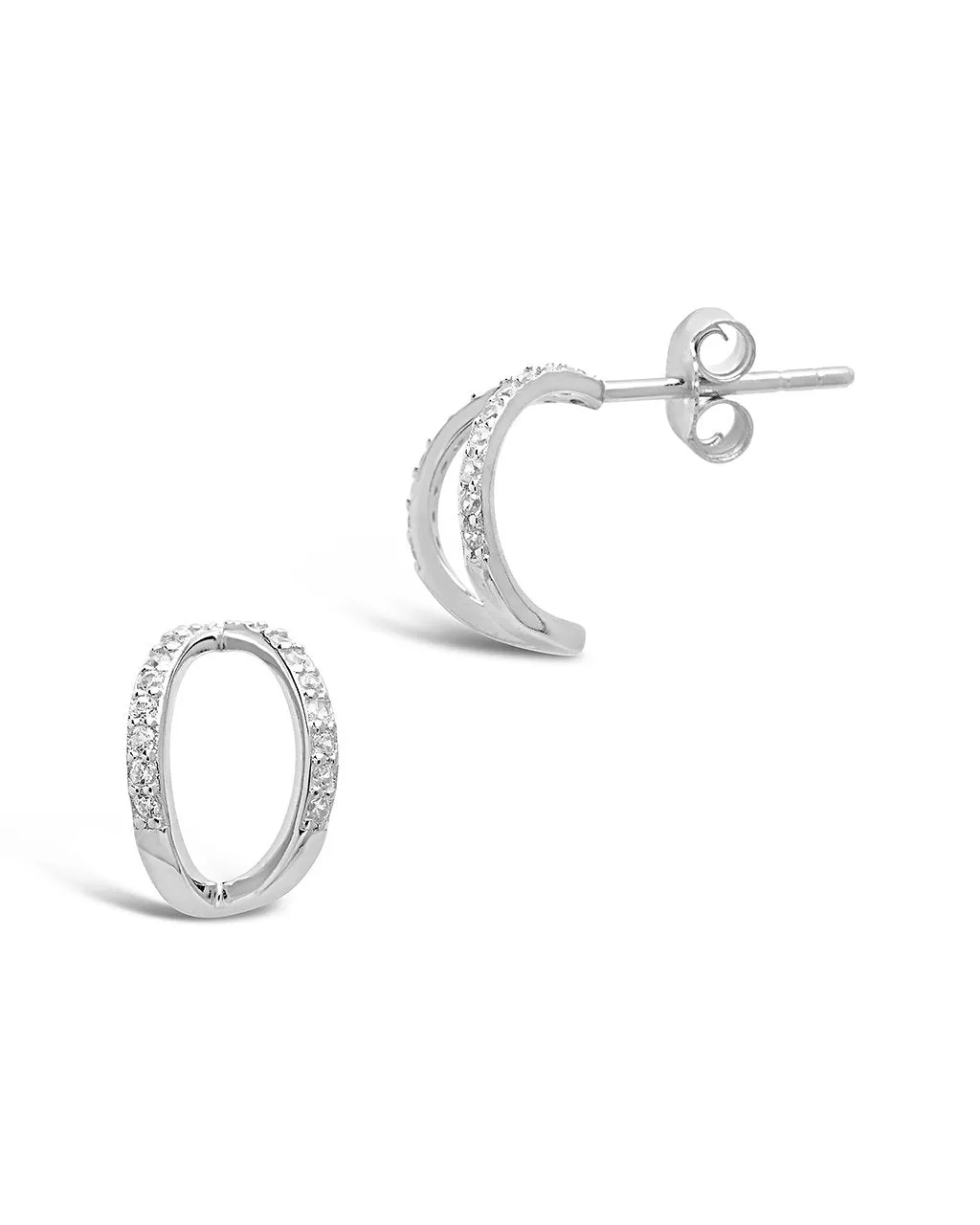 Sterling Silver CZ Pyramid Huggie Studs