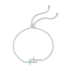 Sterling Silver Double Cross Friendship Bolo Bracelet