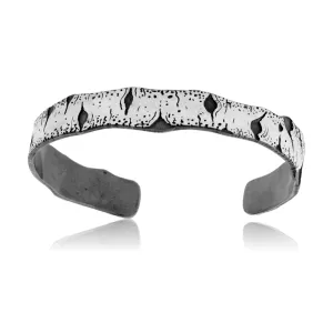 Sterling Silver Hand Carved Aspen Adorn Cuff Bracelet