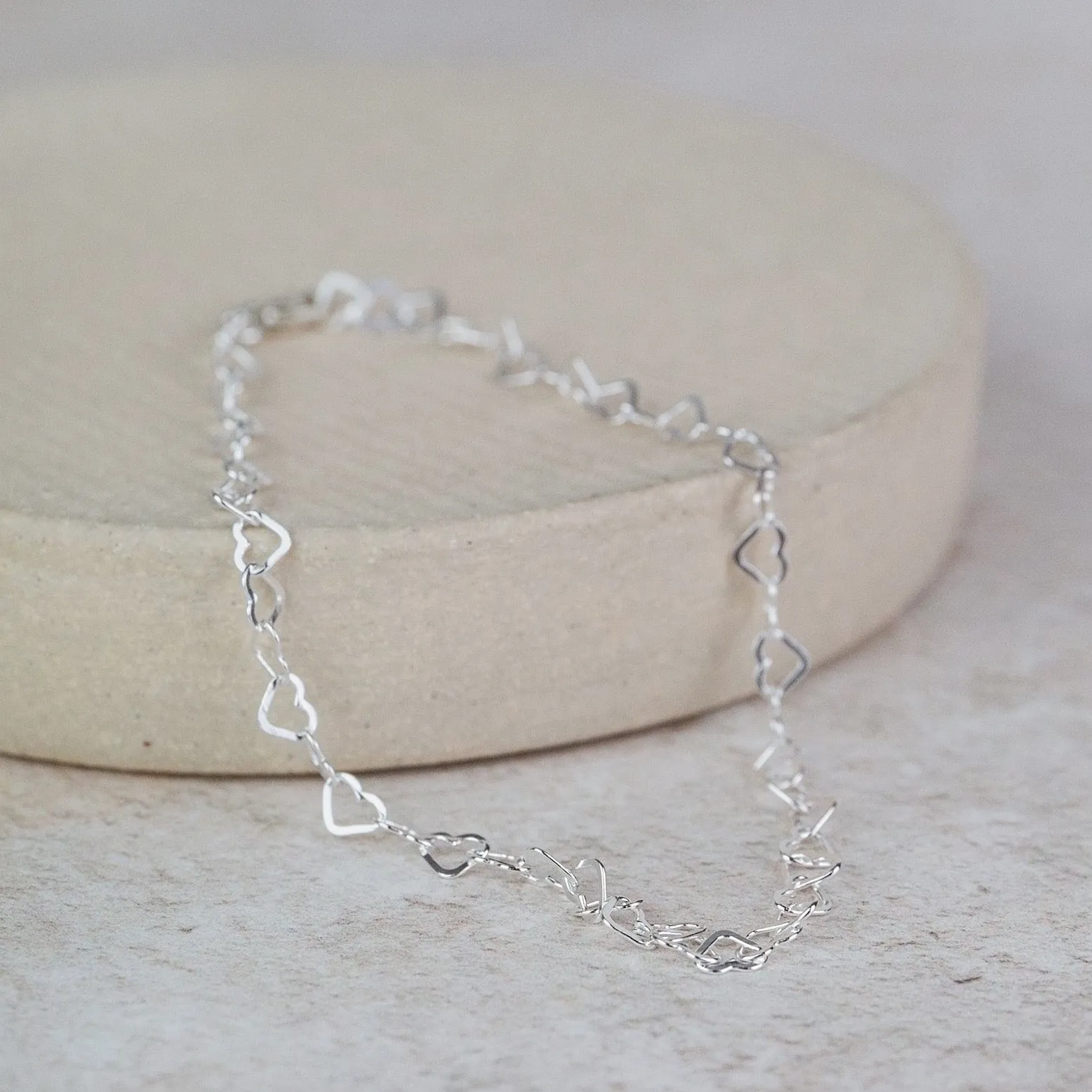 Sterling Silver Mini Heart Chain Bracelet