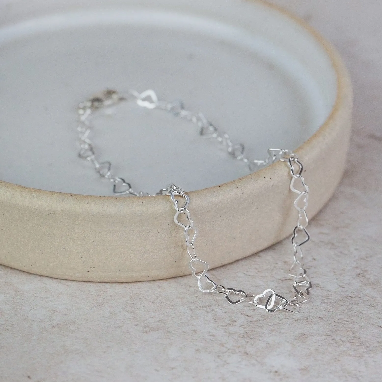 Sterling Silver Mini Heart Chain Bracelet