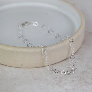 Sterling Silver Mini Heart Chain Bracelet