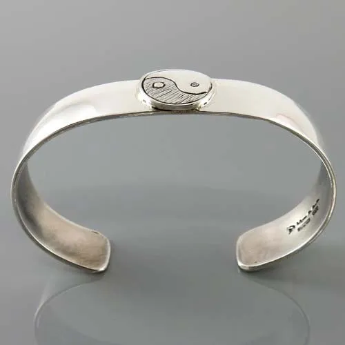 Sterling Silver Modern Yin Yang Cuff Bracelet