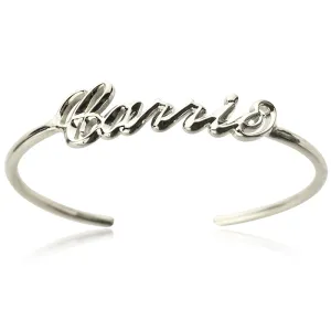Sterling Silver Name Thin Cuff Bracelet