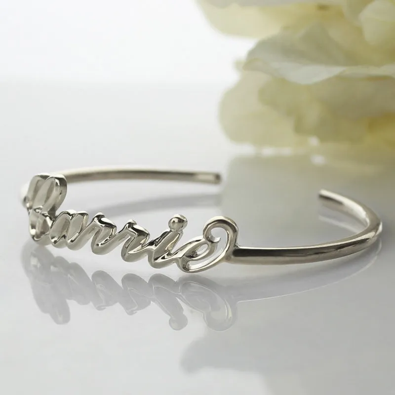 Sterling Silver Name Thin Cuff Bracelet