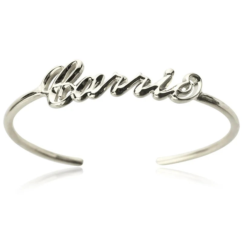 Sterling Silver Name Thin Cuff Bracelet