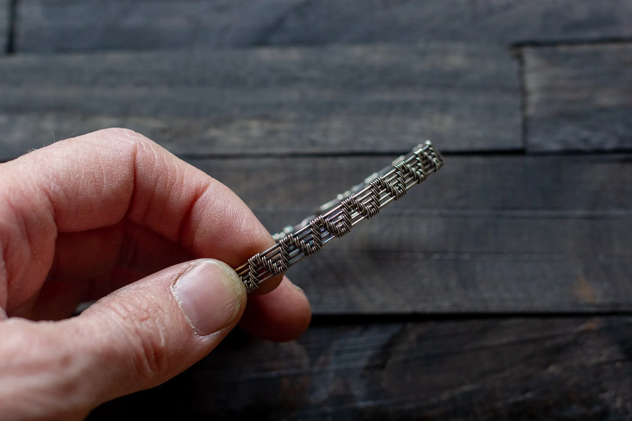 Sterling Silver Pyramid Weave Bracelet