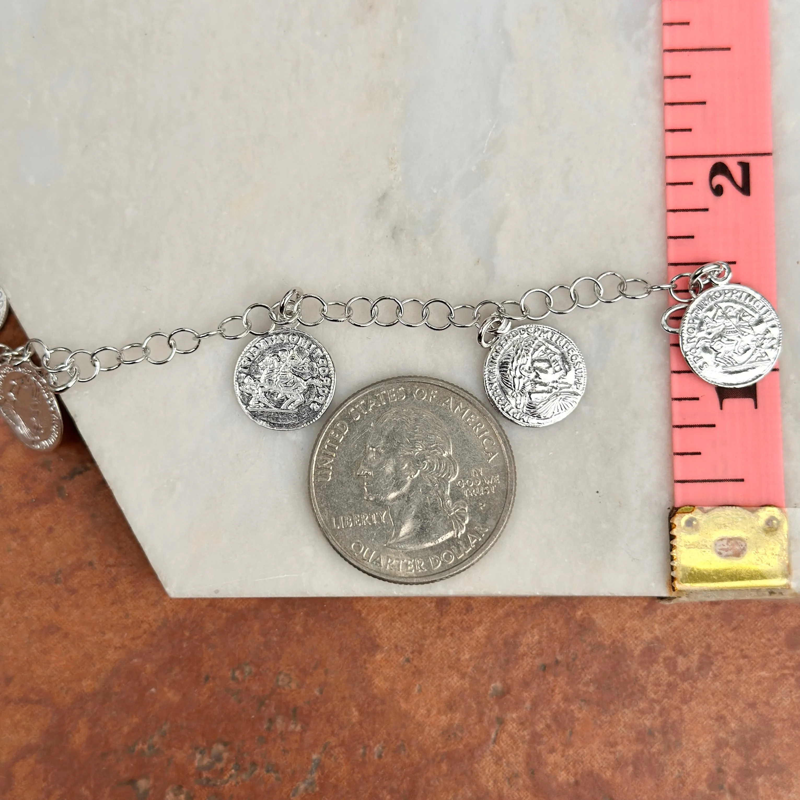 Sterling Silver Replica Roman Coin Charm Bracelet