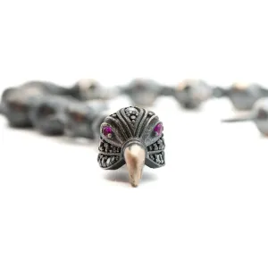 Sterling Silver Ruby Eye Eagle & Skull Bracelet