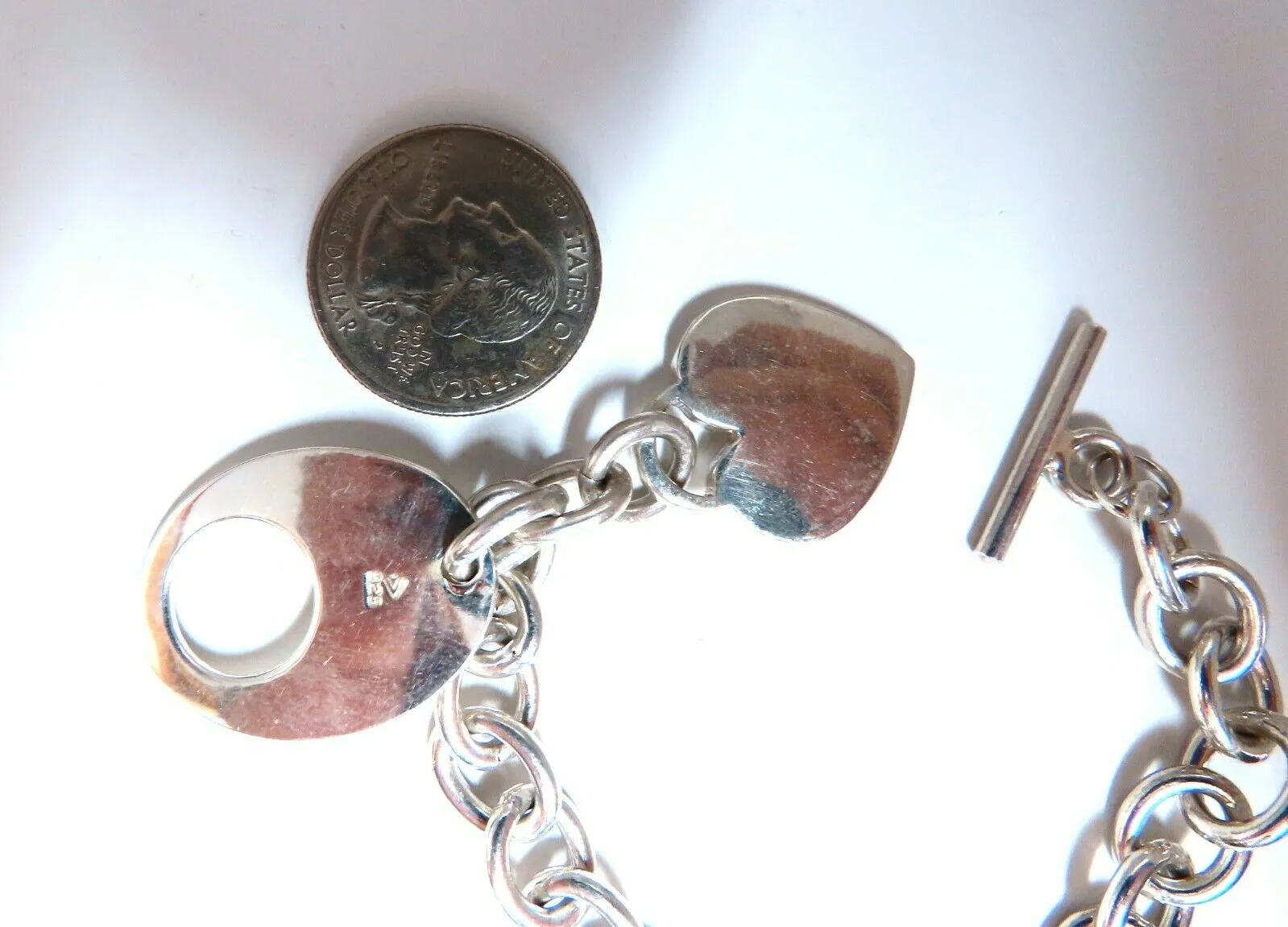 Sterling Silver Toggle Heart Link Bracelet